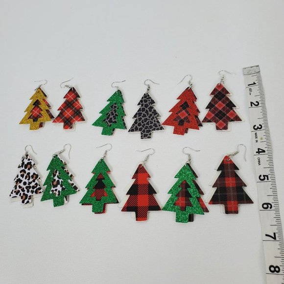 Christmas Tree Festive Holiday Season Sparkly Earrings - Picture 4 of 5